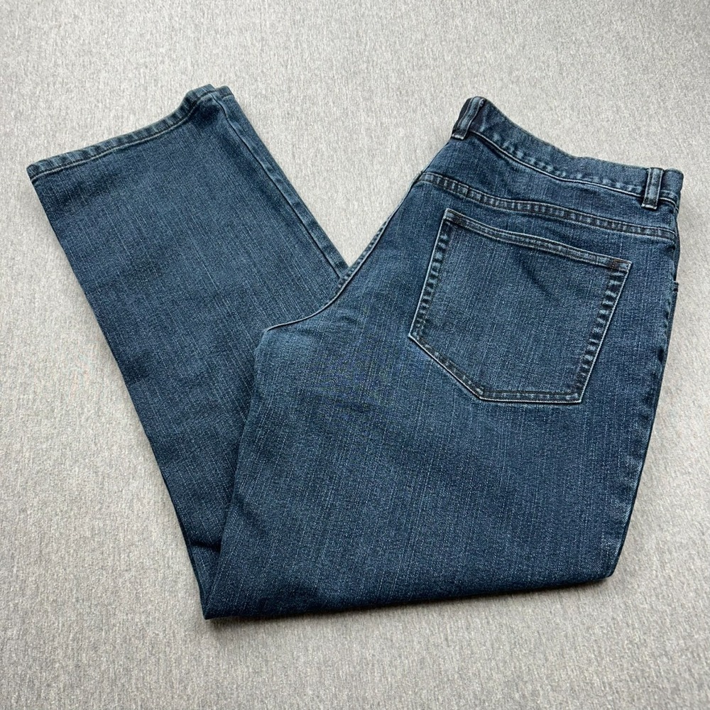 Jos A Bank Traveler Denim Jeans Tailored Fit Mens 38x29 Blue Pants *STAINS* - Picture 1 of 16